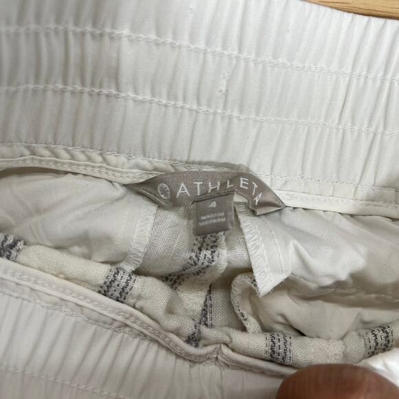 Athleta Cabo Tide Linen Wide Leg Pants Women’s 4 Cream Nautical Striped Beach - Picture 4 of 9